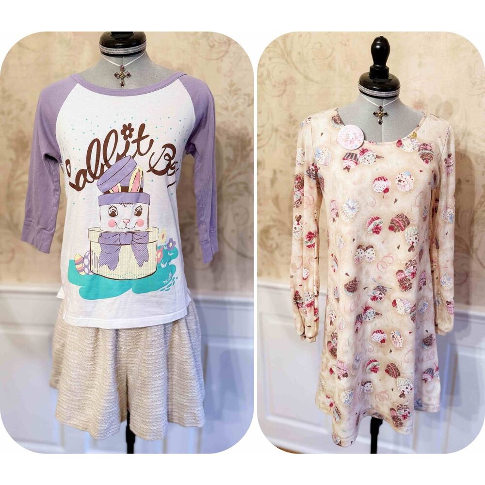 MILK Japan Afternoon Cupcake Dress Rabbit Raglan Culottes J Fashion Kawaii Lot